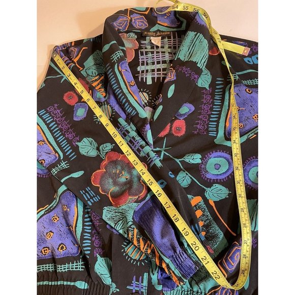 Vintage Emily Adams Blazer Medium Bomber Abstract Print Button Front Maximalism - Picture 15 of 16